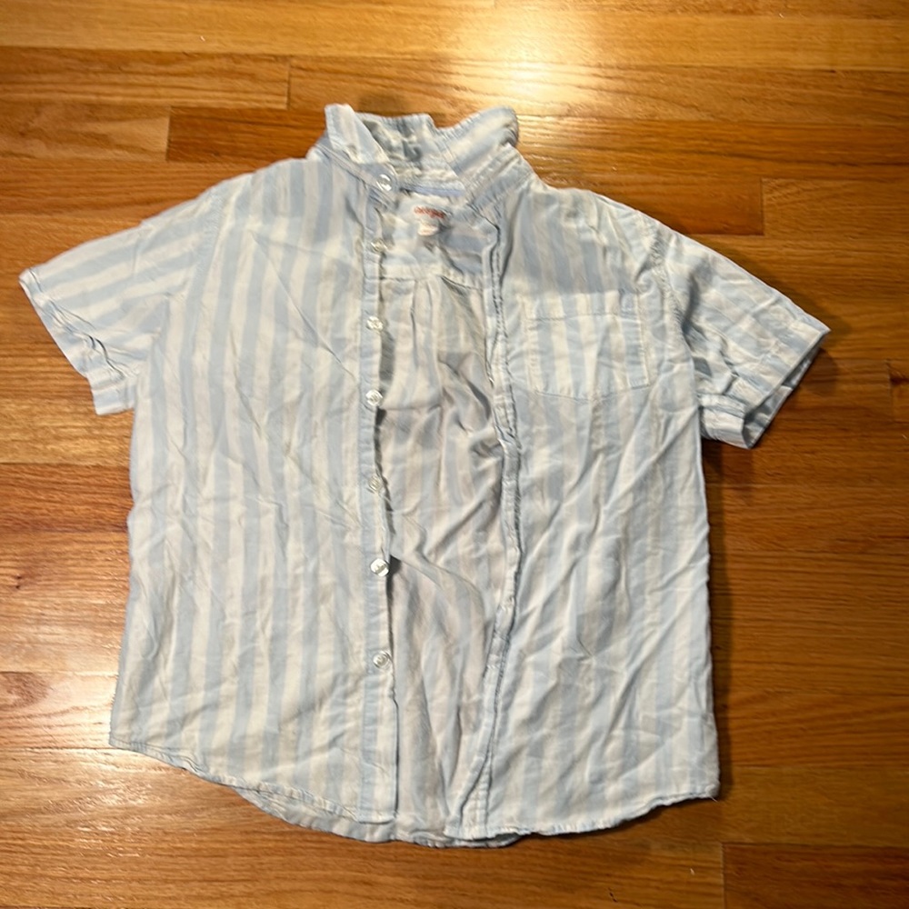 Blue and white striped cat and jack button up shirt